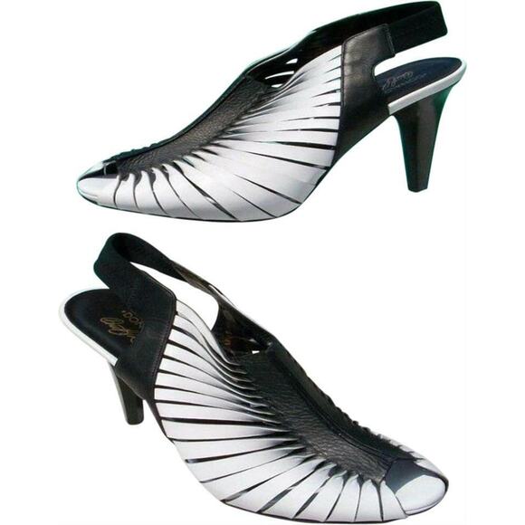 Donald Pliner White Twisted Leather Elastic Slingback Shoe Peep Toe $395 NIB